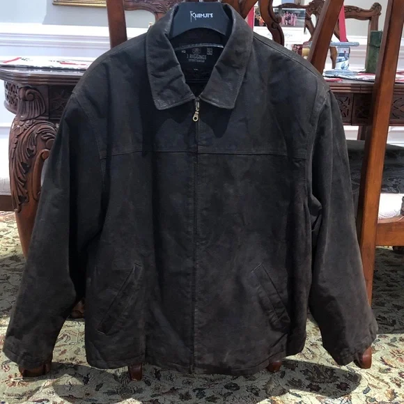 J. Riggings Men's Genuine Leather Racer Jacket XXL Espresso - Preloved Condition